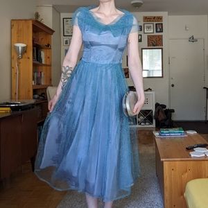 1950s Flocked Tulle Dress